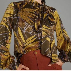 Anthropologie Tie Neck Blouse